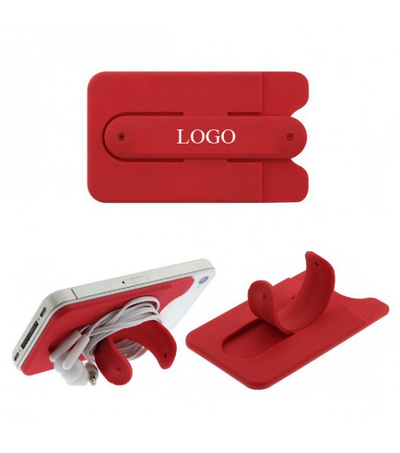 Adhesive Silicone Phone Wallet With Slap Stand