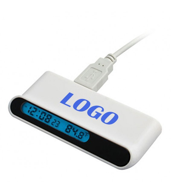 4 Port USB Hub w/ Digital Clock & Temperature